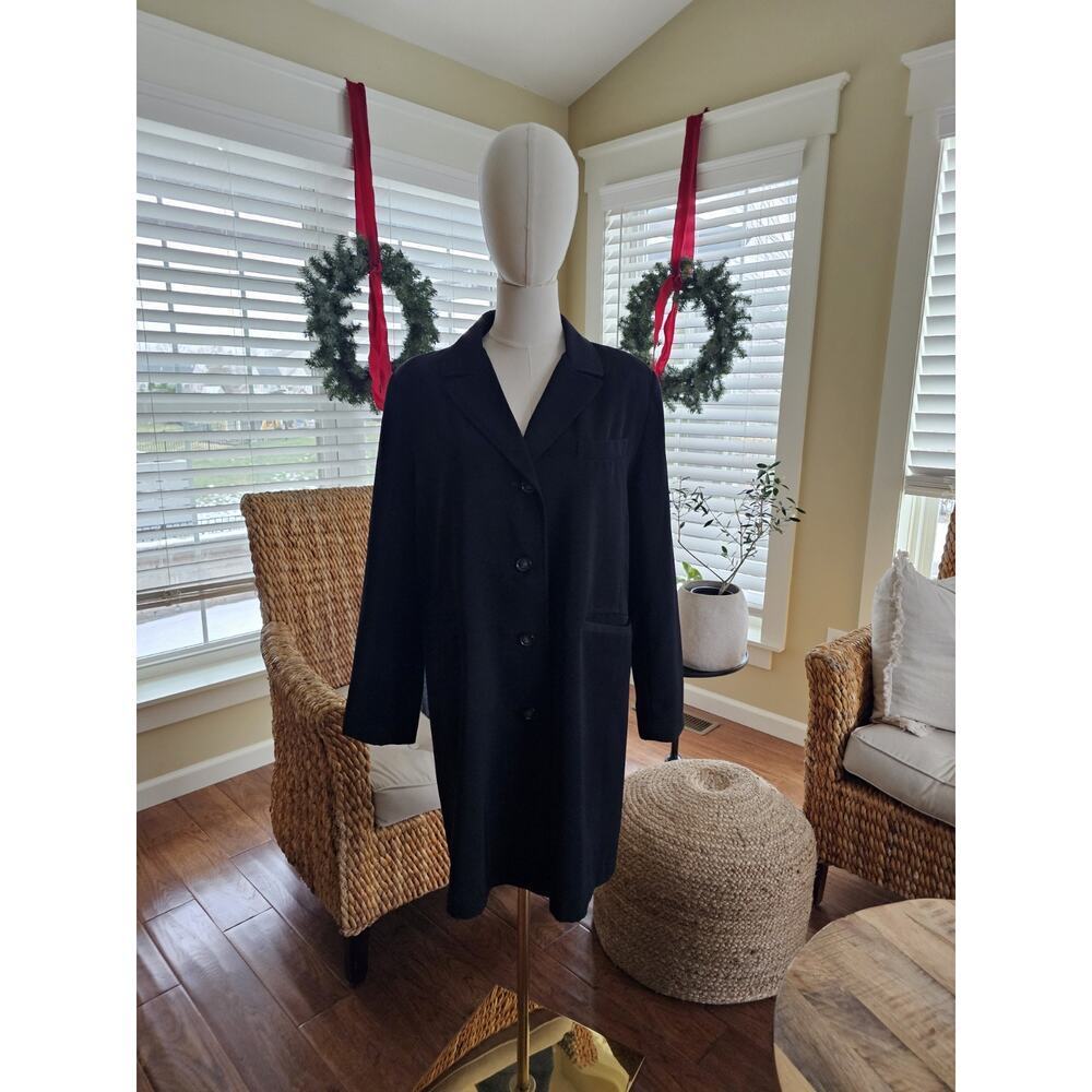 Jacqueline Ferrari Vintage Black Trench Coat Women's Size Petite Medium‎ Dressy